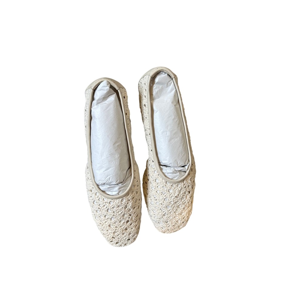 Madewell Mylie Ballet Flat in Crochet Vintage Khaki NZ704 Square Toe Shoes 8